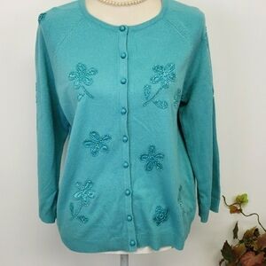 JOSEPHINE Chaus Button Up Embellished Cardigan VG